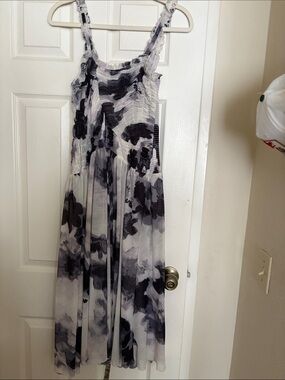 Free People Black and White Floral Midi Dress